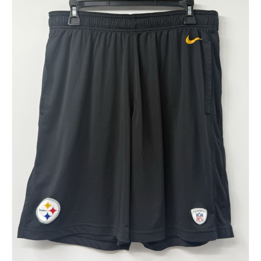 Pittsburgh Steelers Shorts Mens Large Black NFL Football Nike Dri Fit Training